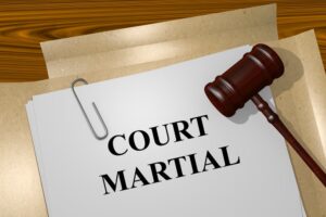 Create an illustration of the Court Martial title on legal documents.